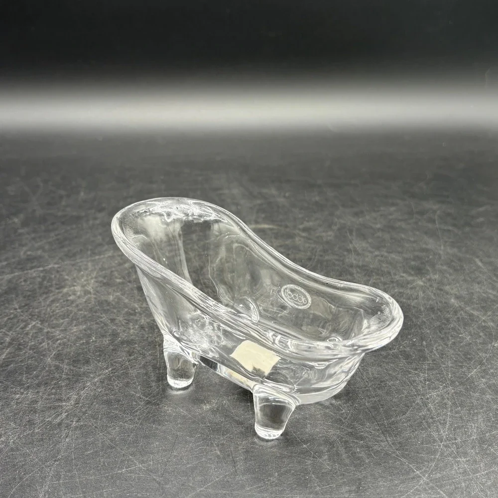 Abbott Clear Glass Bathtub Dish Clawfoot Soap Jewelry Trinket Holder 5.5 Inch